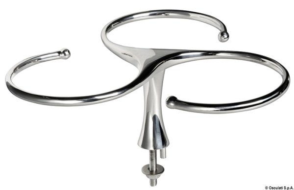 Portabicchieri inox triplo con prigionieri - 48.429.04